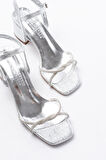 K-888 Kadın Gümüş İnce Sarmal Bantlı Topuklu Ayakkabı