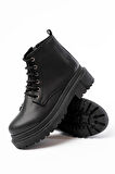 812-2129 Siyah Bağcıklı Fermuarlı Günlük Kadın Bot