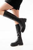 812-2291 Siyah Fermuarlı Günlük Kadın Çizme