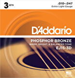 AKUSTİK GİTAR TEL SETİ, 3'LÜ PAKET, PHOSPHOR-BRONZ