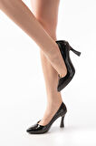 ST-001 Siyah Rugan Günlük 9 cm Topuklu Kadın Stiletto Ayakkabı  