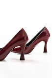 ST-001 Bordo Rugan Günlük 9 cm Topuklu Bayan Stiletto Ayakkabı