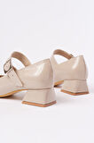 ST-006 Bej Rugan Günlük 4 cm Topuklu Bayan Ayakkabı