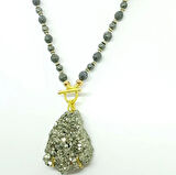 2413 Pirit Hematit düğümlü el yapımı kolye