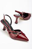 ST-005 Bordo Rugan Günlük 7 cm Topuklu Kadın Ayakkabı