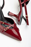 ST-005 Bordo Rugan Günlük 7 cm Topuklu Kadın Ayakkabı