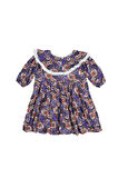 Kız Çocuk Çiçek Desenli Fırfırlı Yaka Elbise