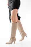 SYT-2004 Bej Süet Günlük Kadın Çizme