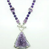 2414 Ham Ametist Hematit el yapımı kolye