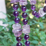 2414 Ham Ametist Hematit el yapımı kolye