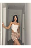 KIVRAK SİMLİ KADİFE MİNİ ETEK
