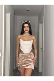 KIVRAK SİMLİ KADİFE MİNİ ETEK
