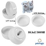 Petmagic Akrilik,Pleksi Beyaz Seramik Kase İkili Kedi Ve Mini Köpek- Evcil Hayvan Mama Ve Su Kabı-Şeffaf