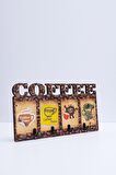 Deep Creative Duvar Askılığı 4 Askılı Doğal Ahşap Uv Baskılı Coffee