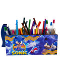 DeepCraft Ahşap Çocuklar İçin Masa Üstü Kare Kalemlik & Organizer-Sonic