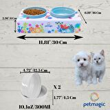 Petmagic Akrilik Pleksi Evcil Hayvan Mavi Seramik Kaseli Kedi ve Köpek Mama Su Kabı-Beyaz Bahar