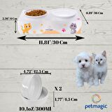 Petmagic Akrilik Pleksi Evcil Hayvan Renkli Seramik Kaseli Kedi ve Köpek Mama Su Kabı-Mat Kediler