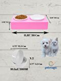 Petmagic Akrilik Pleksi Evcil Hayvan Renkli Seramik Kaseli Kedi ve Köpek Mama Su Kabı-Şeker Pembe