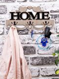 Deep Creative Duvar Askılığı 4 Askılı Doğal Ahşap Uv Baskılı Ahşap Siyah Home