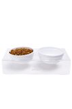PetMagic Akrilik Beyaz Seramik Kaseli Kedi Mama Su Kabı-Spectrum Yavru Kedi Malt Hediyeli!