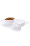 PetMagic Akrilik Beyaz Seramik Kaseli Kedi Mama Su Kabı-Spectrum Yavru Kedi Malt Hediyeli!