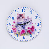 DeepCraft Dekoratif Ahşap Duvar Saati Salon,Ofis,Büro,Ev Şık Tasarım- Kediler