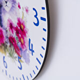 DeepCraft Dekoratif Ahşap Duvar Saati Salon,Ofis,Büro,Ev Şık Tasarım- Kediler