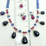 2416 Yakut Safir İnci gümüş el yapımı küpe