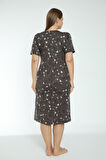 Kadın Çiçek Desenli Fermuarlı Cepli Büyük Beden Pamuklu Kısa Kollu Elbise