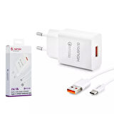 GENAX GNX006 TYPE-C - USB ŞARJ ADAPTÖRÜ SET 3.4A 18W BEYAZ