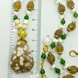 2420 Okyanus Jasper Kuvars Sedef Yeşim düğümlü el yapımı kolye