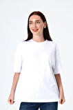 Kadın Basic T-Shirt Kısa Kollu Oversize Pamuklu T-Shirt