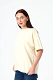 Kadın Basic T-Shirt Kısa Kollu Oversize Pamuklu T-Shirt
