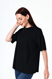 Kadın Basic T-Shirt Kısa Kollu Oversize Pamuklu T-Shirt