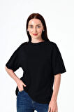 Kadın Basic T-Shirt Kısa Kollu Oversize Pamuklu T-Shirt