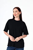 Kadın Basic T-Shirt Kısa Kollu Oversize Pamuklu T-Shirt