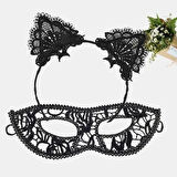 Siyah Dantel Maske ve Kulak Taç Seti No 12
