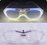 Beyaz Led Işıklı Parti Gözlüğü - Neon 3 Modlu