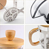 Ahşap Detaylı 350 ml Cam French Press