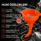 Çelik Süzgeçli Huni - Spiralli ve Sabit Borulu - 2.2 Litre Kapasite