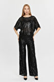 Kadın Abiye ve Mezuniyet Pul Payetli Şık ve Zarif Pantolon ve Bluz Abiye Takım