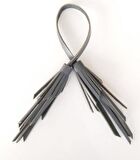 Gerçek Deri ikili zig zag Püskül Gri Renk