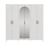 Ücretsiz Montaj - 100% MDF Oslo 6 Kapaklı - Aynalı Beyaz Gardırop - MDF Dolap - Elbise Dolabı