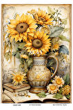 Ayçiçeği Serisi AÇ43 Ayçiçek Deseni 30*42 cm Pirinç Dekopaj