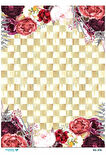 Diamond Craft N: 2176 Yuvarlak, Kareli, Dama, Çiçekler 30*42 Cm Dekopaj