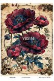 Lacivert Serisi VBS146 Çiçek, Gelincik Desenli 30*42 cm Pirinç Dekopaj