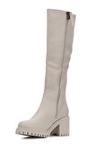 Günlük Kadın Dizaltı Çizme Kalın Yüksek Traktör Topuklu Kaymaz Taban Fermuarlı Rahat 2431