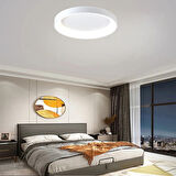 Beyaz Pcb'li Kumandalı Dimli 3 Işık Renkli 60cm Çember Led Tavan Lambası, Modern Aydınlatma, Avize