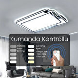 Işık Dikdörtgeni Kumandalı Dimli 3 Işık Renkli 90x60cm Led Tavan Lambası, Modern Aydınlatma