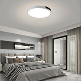 Beyaz- Siyah Şeritli Kumandalı Dimli 3 Işık Renkli 50cm Tavan Lambası Modern Led Aydınlatma Avize
